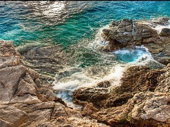 rocks, sea, wave HD wallpaper