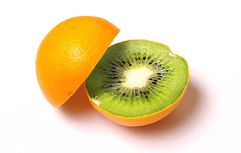 Mixed fruits, sweet, white, dessert, kiwi, food, orange, abstract, green, fruit, funny, mixed HD wallpaper