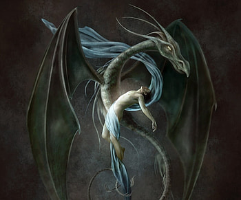 The Embrace, embrace, soul, cg, fantasy, dragon, digital art HD wallpaper