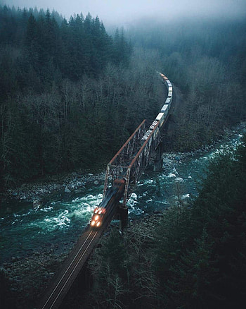 Amazing railway, sky, forest HD phone wallpaper