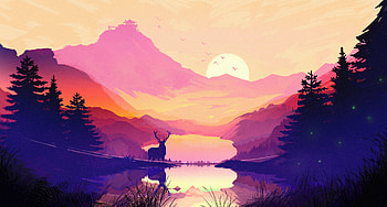 Deer Forest Minimal , deer, forest, minimalism, minimalist, artist, artwork, digital-art HD wallpaper