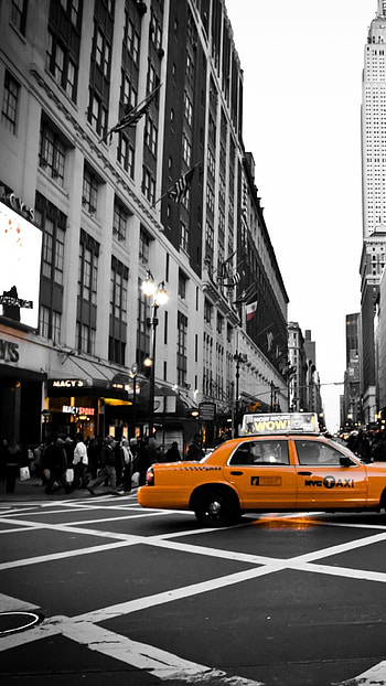 New York taxi, Iconic yellow cabs, City streets, Urban travel HD phone wallpaper