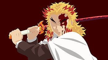Minimalist, Kyojuro Rengoku, Anime, Demon Slayer: Kimetsu No Yaiba The Movie: Mugen Train HD wallpaper