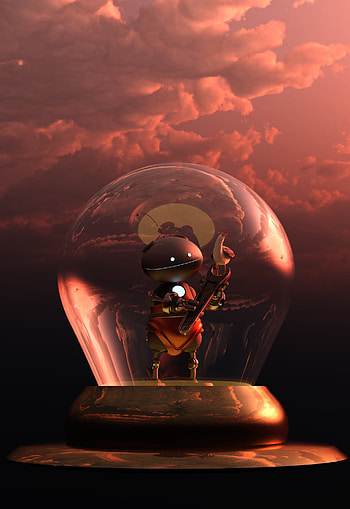 3D, Glass, Lamp, Gull, Seagull, Robot HD phone wallpaper