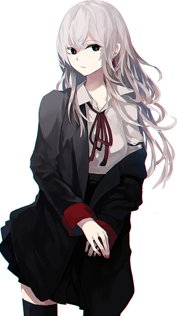 Silver-Haired Schoolgirl — Original Anime , Anime, Original HD phone wallpaper