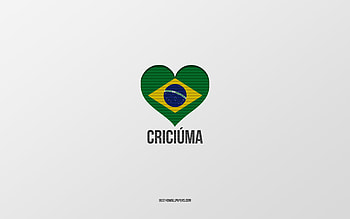 I Love Criciuma, Brazilian cities, Day of Criciuma, gray background, Criciuma, Brazil, Brazilian flag heart, favorite cities, Love Criciuma HD wallpaper
