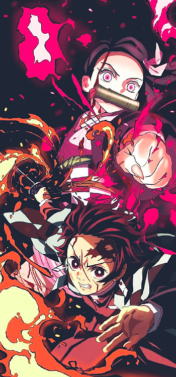 Anime, red, magenta, Demon slayer HD phone wallpaper