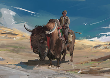 Traveler On His Bison, fantasy, Animal, Fantasy Animal HD wallpaper
