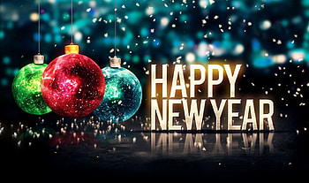 Happy New Year, artwork, wishes, bulbs, glitter HD wallpaper