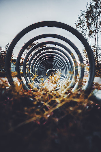 Grass, Rings, Miscellanea, Miscellaneous, Trumpet, Pipe, Tunnel HD phone wallpaper