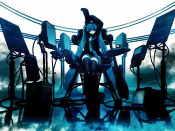 Music Studio, blue, music, hatsune miku HD wallpaper