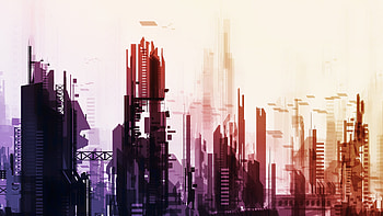 Minimal, futuristic city, fantasy, digital art, buildings HD wallpaper