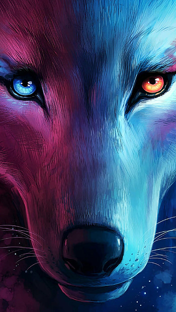 Artistic wolf animation, Spellbinding visuals, Mesmerizing motion, Digital artistry HD phone wallpaper