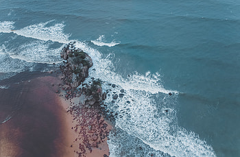 Aerial Shot Of Beach Seashore , beach, sea, seashore, nature, waves, wave, ocean HD wallpaper