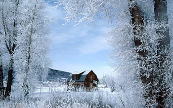 Landscape, Winter, Houses HD wallpaper
