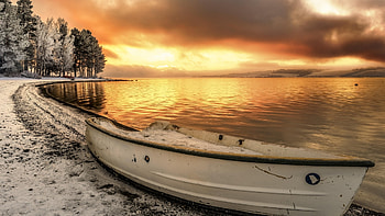 Boat on the shore of the lake, Boat, nature, on the shore of the, lake HD wallpaper