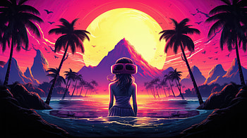 Sunrise Serenity A Retro Morning Girl, retrowave, artist, artwork, digital-art HD wallpaper