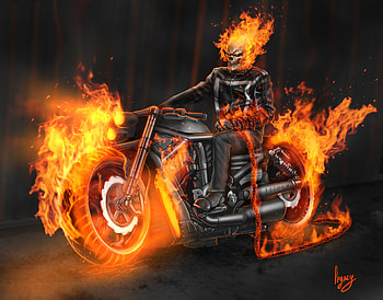 Ghost Rider In Bike, ghost-rider, superheroes, artwork, digital-art, artist, artstation HD wallpaper
