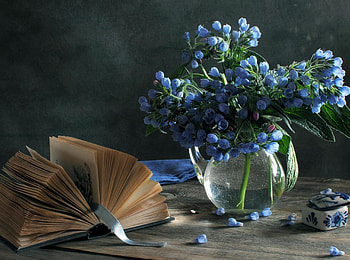 Flowers, Bouquet, Vase, Book, Casket HD wallpaper