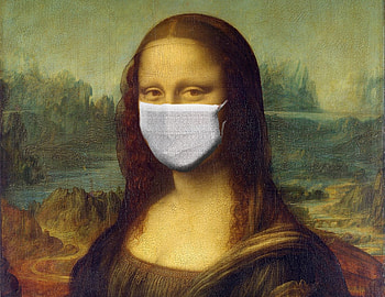 MonaLisa with a mask, art, painting, mask, Moanlisa HD wallpaper