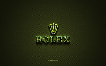 Rolex logo, green creative logo, floral art logo, Rolex emblem, green carbon fiber texture, Rolex, creative art HD wallpaper