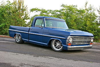 1968 Ford F-100, blue, classic, blue oval, truck HD wallpaper