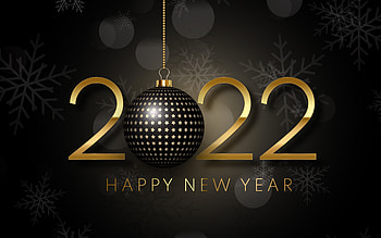 Happy New Year!, black, 2022, gold, new year, snowflakes HD wallpaper