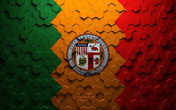 Flag of Los Angeles, honeycomb art, Los Angeles hexagons flag, Los Angeles, 3d hexagons art, Los Angeles flag HD wallpaper