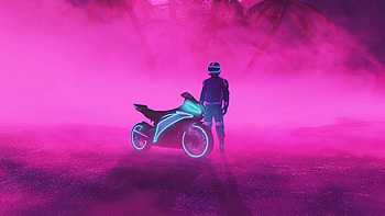 Neon Biker Boy , neon, biker, artist, artwork, digital-art, pink HD wallpaper