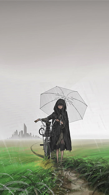Far From Home, cat, umbrella, rain, Anime, girl, anime girl, anime cat, Rain Anime HD phone wallpaper