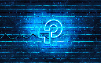 TP-Link blue logo, , blue brickwall, TP-Link logo, brands, TP-Link neon logo, TP-Link HD wallpaper