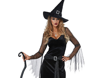 Witch, hat, halloween, black, model, costume, girl HD wallpaper