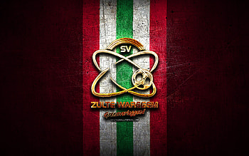 Zulte Waregem FC, golden logo, Jupiler Pro League, purple metal background, football, belgian football club, Zulte Waregem logo, soccer, SV Zulte Waregem HD wallpaper