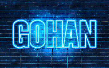 Happy Birtay Gohan, , blue neon lights, Gohan name, creative, Gohan Happy Birtay, Gohan Birtay, popular japanese male names, with Gohan name, Gohan HD wallpaper