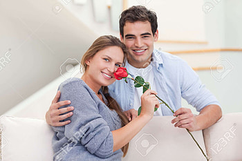 Young man gives flower, Sweet, romantic, hugs, love HD wallpaper