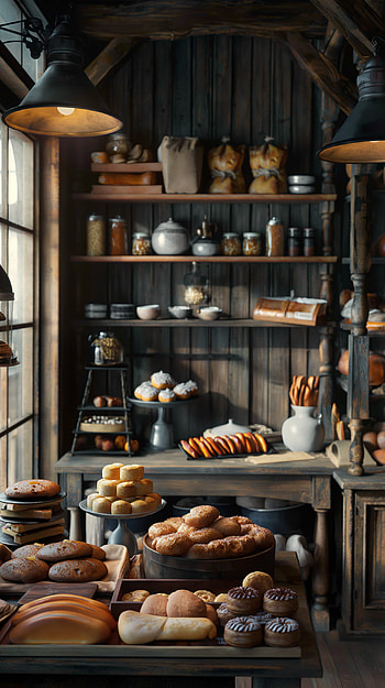 Rustic Bakery Delights - Fresh Bread and Muffins, bread HD phone wallpaper