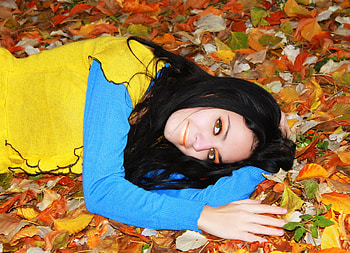 November dream, autumn, leaf, girl, november HD wallpaper