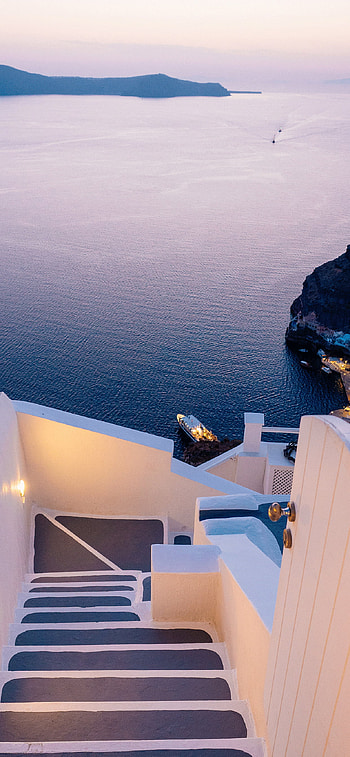 Santorini Island, -perfect sunset, Unique cliffside architecture, Aegean Sea HD phone wallpaper