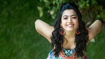 Top Angle View Of Beautiful Actress Rashmika Mandanna In Blur Green Background Girls HD wallpaper