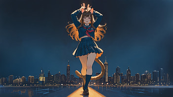 Anime City Girl, anime-girl, girl, city, ai, artist, artwork, art, digital-art, deviantart HD wallpaper