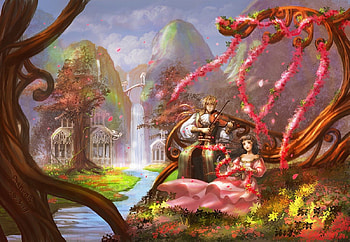 Melody of Flora, couples, pink, digital, fantasy, flora, melody HD wallpaper