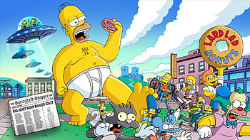 Fortnite x The Simpsons - Springfield Showdown, video game, Fortnite, The Simpsons, Homer Simpson, krusty the clown HD wallpaper