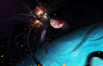 Upside down, blue, frumusete, ting xie, fantasy, luminos, girl HD wallpaper