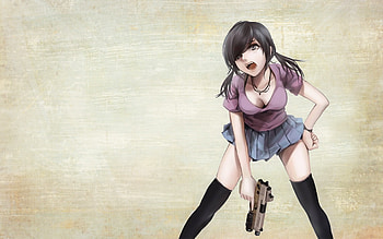 Girl With Gun HD wallpaper