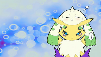 Sleep Anywhere, Teriermon, Renamon, cute, Digimon, Anime, Digimon Tamers, Furry, Sleepy, TV Series HD wallpaper