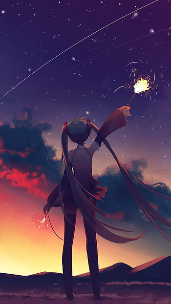 Miku galaxia, Hatsune_Miku, Vocaloid HD phone wallpaper