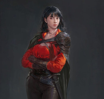 Fantasy girl, girl, fantasy, kim ssang, red, art HD wallpaper