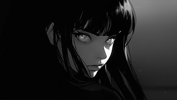 anime girl (Black), Black & White, anime girl HD wallpaper