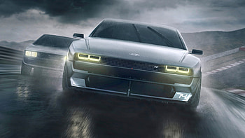 Grey, Hyundai N Vision, 74 2022, Car, Fog 2 Cars HD wallpaper