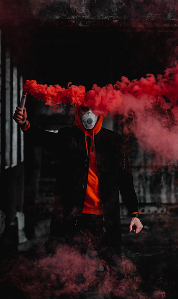 Miscellanea, Miscellaneous, Mask, Human, Person, Coloured Smoke, Colored Smoke HD phone wallpaper